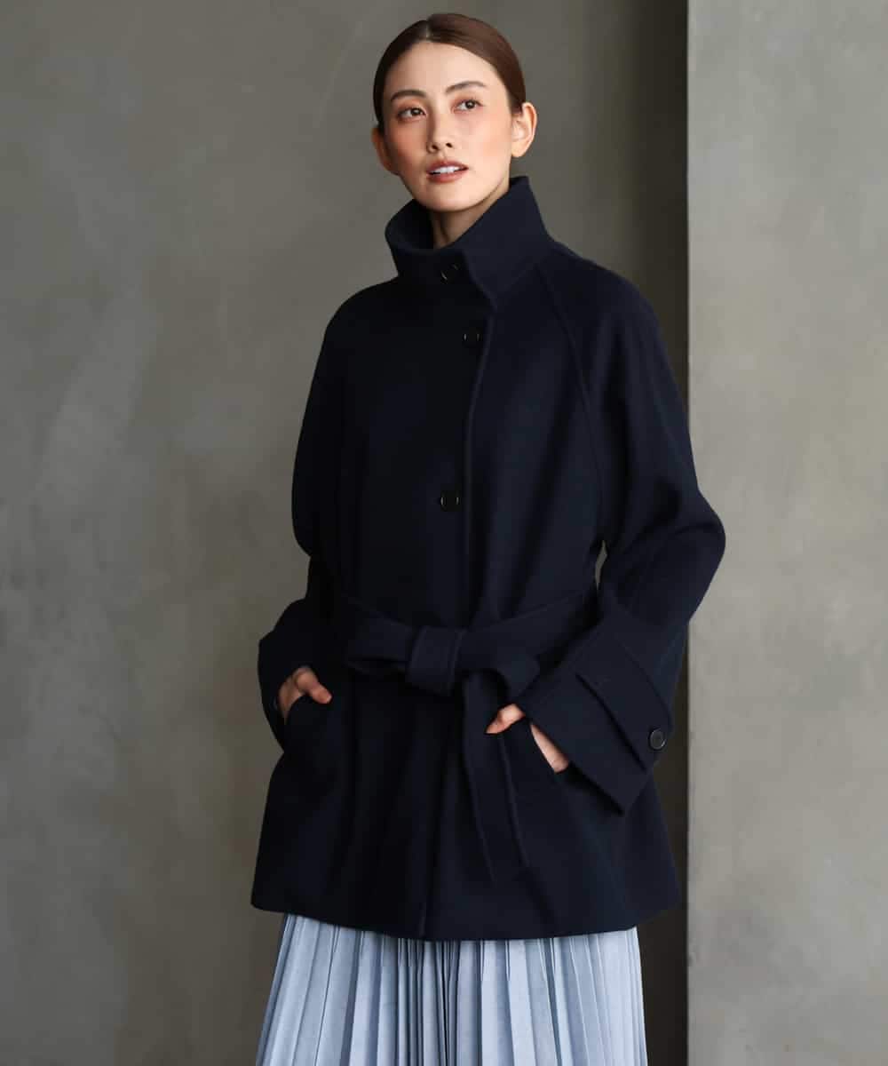 FMUAG54630 MICHEL KLEIN(ミッシェルクラン) スタンドカラーミドルコート カーキ
