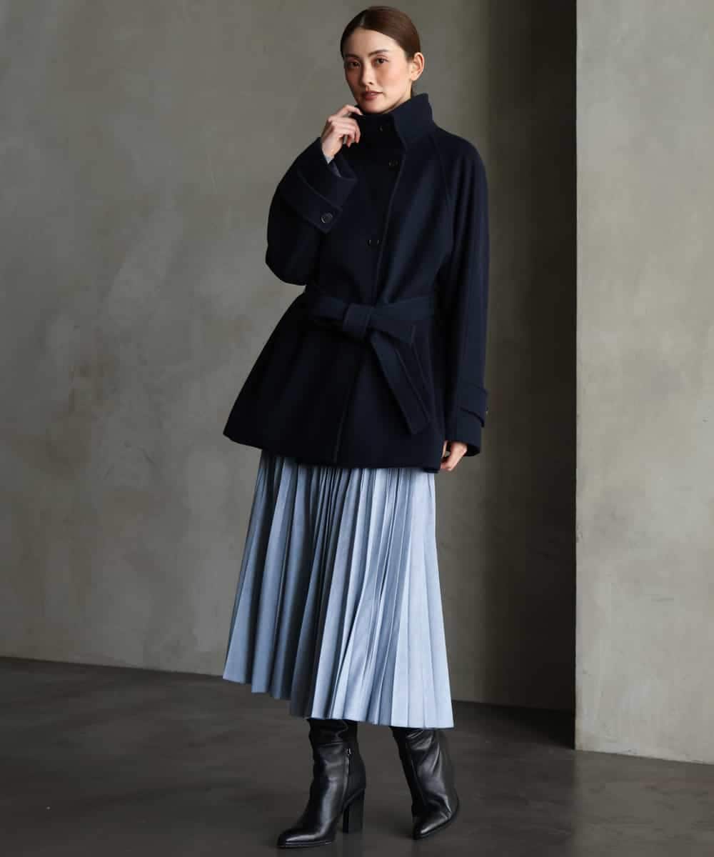 FMUAG54630 MICHEL KLEIN(ミッシェルクラン) スタンドカラーミドルコート カーキ