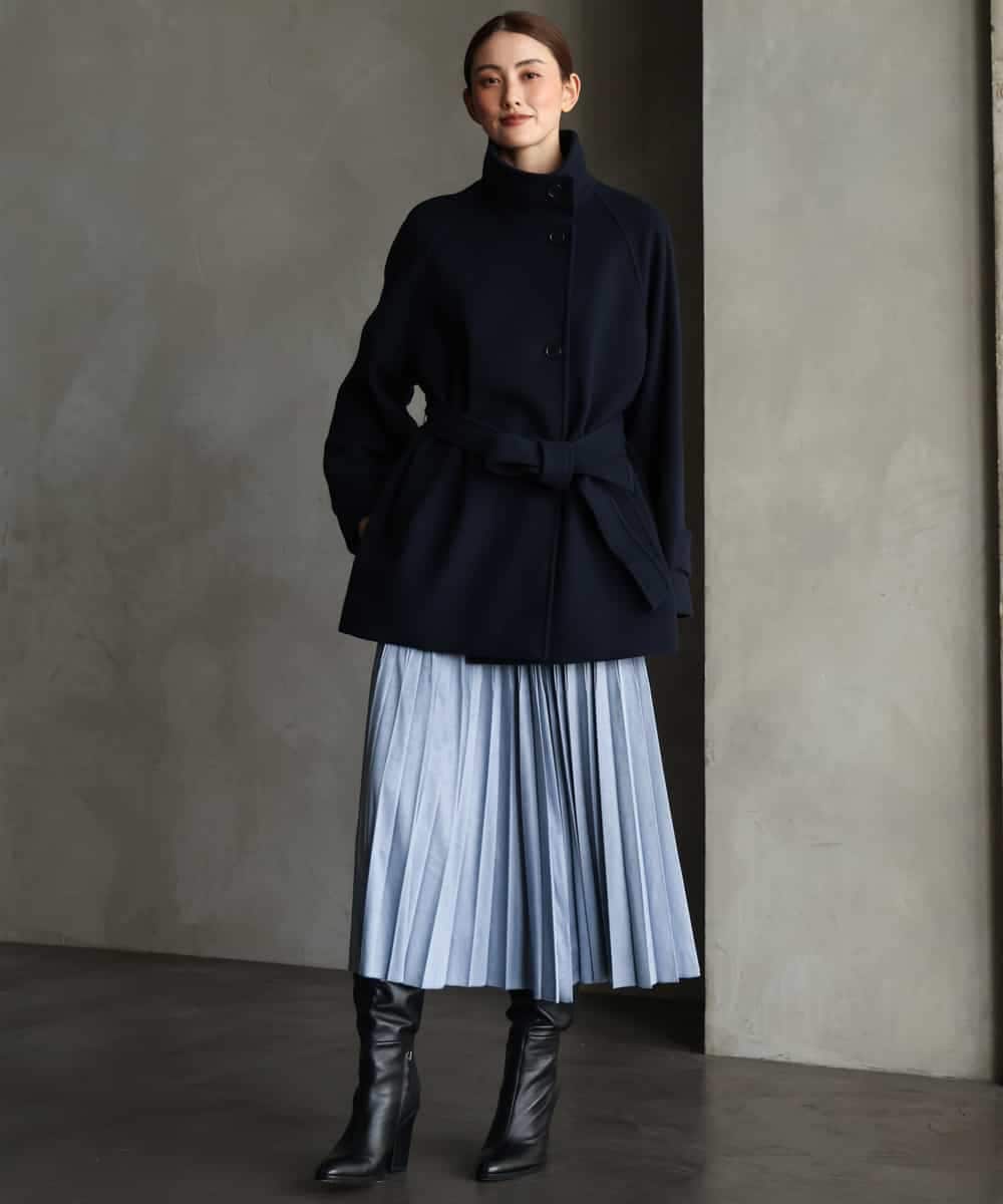 FMUAG54630 MICHEL KLEIN(ミッシェルクラン) スタンドカラーミドルコート カーキ
