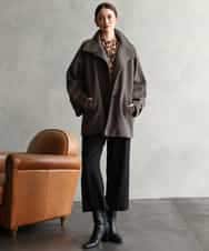 FMUAG54630 MICHEL KLEIN(ミッシェルクラン) スタンドカラーミドルコート カーキ