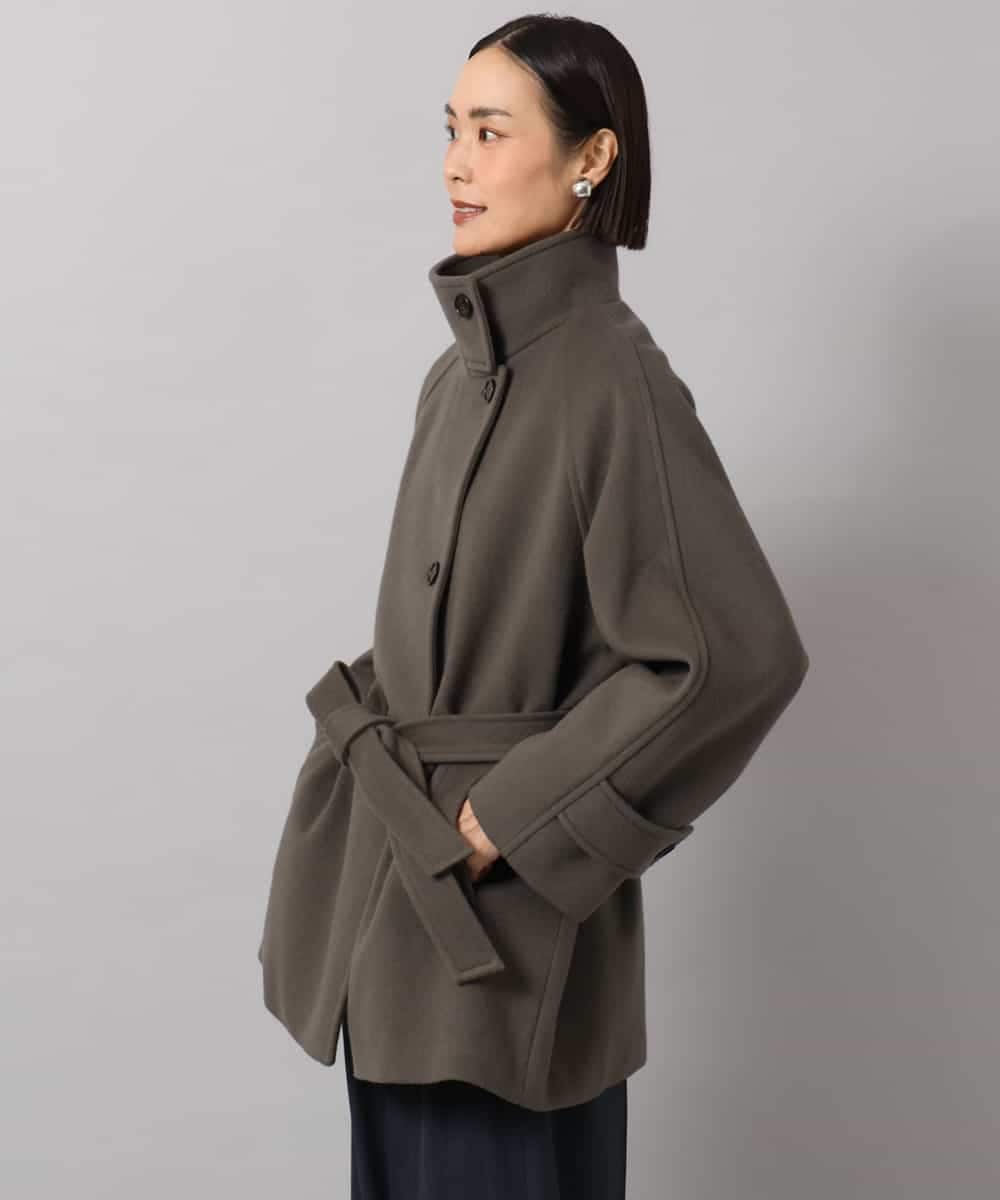 FMUAG54630 MICHEL KLEIN(ミッシェルクラン) スタンドカラーミドルコート カーキ