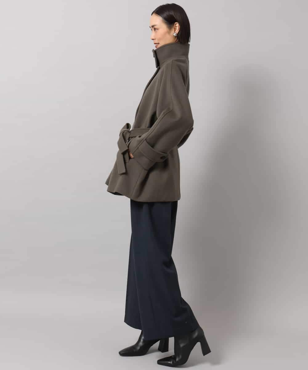FMUAG54630 MICHEL KLEIN(ミッシェルクラン) スタンドカラーミドルコート カーキ