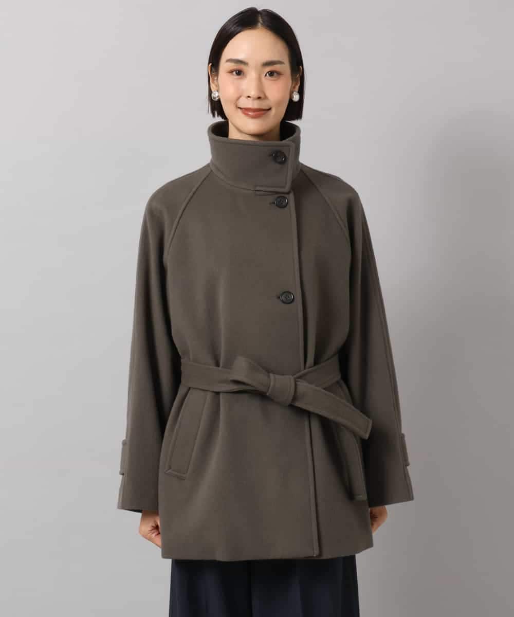 FMUAG54630 MICHEL KLEIN(ミッシェルクラン) スタンドカラーミドルコート カーキ