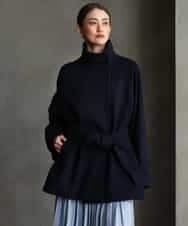 FMUAG54630 MICHEL KLEIN(ミッシェルクラン) スタンドカラーミドルコート ネイビー