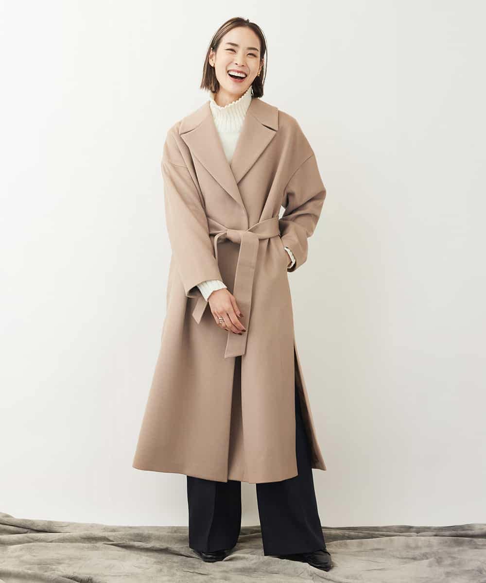 Michel Klein ミッシェルクラン Super100 Sウールビーバーロングコート ベージュ イトキンオンラインストア