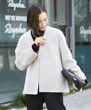 FMUAV43390 MICHEL KLEIN(ミッシェルクラン) モヘアシャギーノーカラーコート ライトグレー(91)