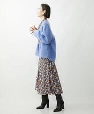 FMUAV43390 MICHEL KLEIN(ミッシェルクラン) モヘアシャギーノーカラーコート ライトグレー(91)