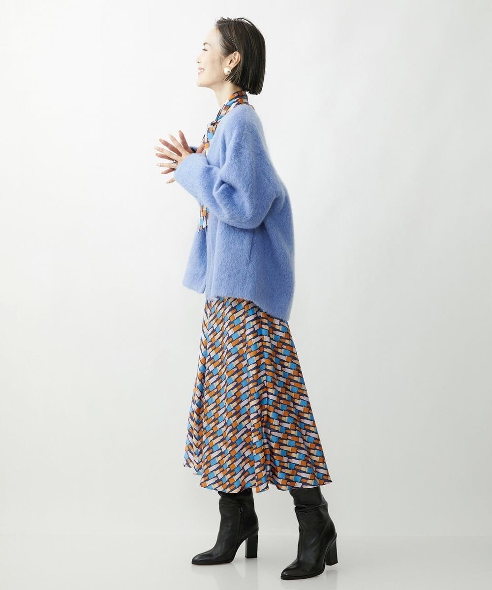 FMUAV43390 MICHEL KLEIN(ミッシェルクラン) モヘアシャギーノーカラーコート ライトグレー(91)