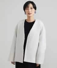 FMUAV43390 MICHEL KLEIN(ミッシェルクラン) モヘアシャギーノーカラーコート ライトグレー(91)