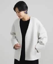 FMUAV43390 MICHEL KLEIN(ミッシェルクラン) モヘアシャギーノーカラーコート ライトグレー(91)