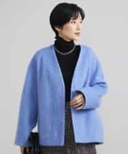 FMUAV43390 MICHEL KLEIN(ミッシェルクラン) モヘアシャギーノーカラーコート ライトグレー(91)