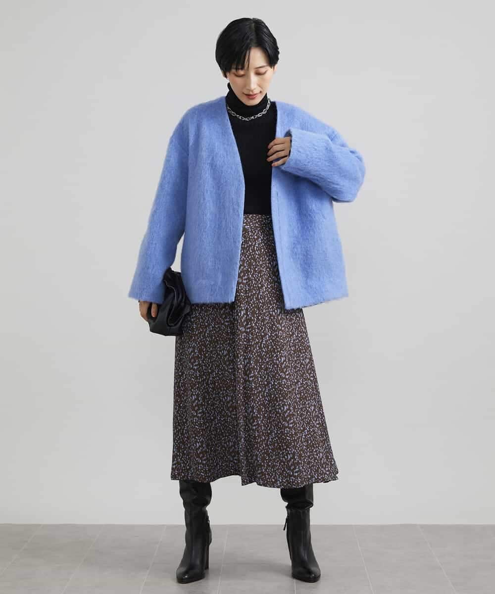 FMUAV43390 MICHEL KLEIN(ミッシェルクラン) モヘアシャギーノーカラーコート ライトグレー(91)