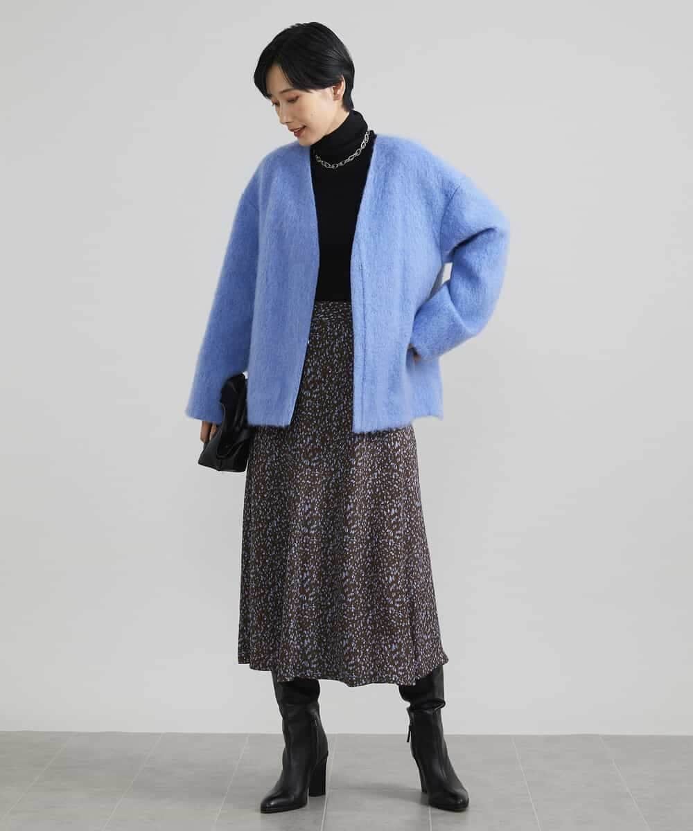 FMUAV43390 MICHEL KLEIN(ミッシェルクラン) モヘアシャギーノーカラーコート ライトグレー(91)
