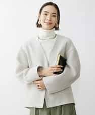 FMUAV43390 MICHEL KLEIN(ミッシェルクラン) モヘアシャギーノーカラーコート ライトグレー(91)