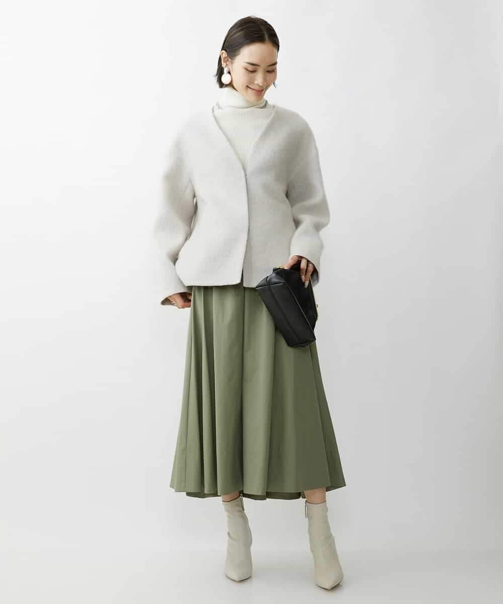 FMUAV43390 MICHEL KLEIN(ミッシェルクラン) モヘアシャギーノーカラーコート ライトグレー(91)