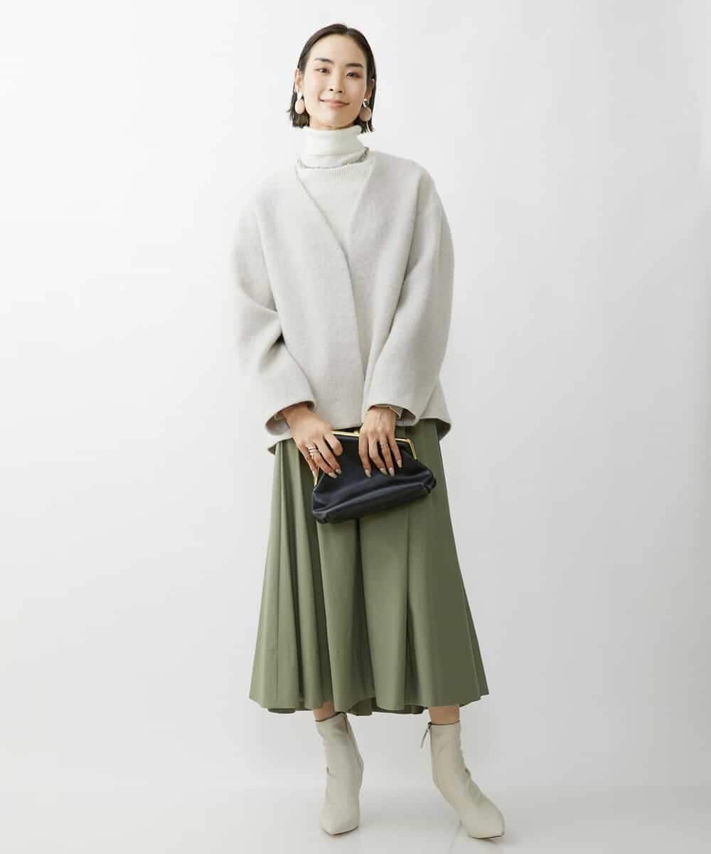 FMUAV43390 MICHEL KLEIN(ミッシェルクラン) モヘアシャギーノーカラーコート ライトグレー(91)