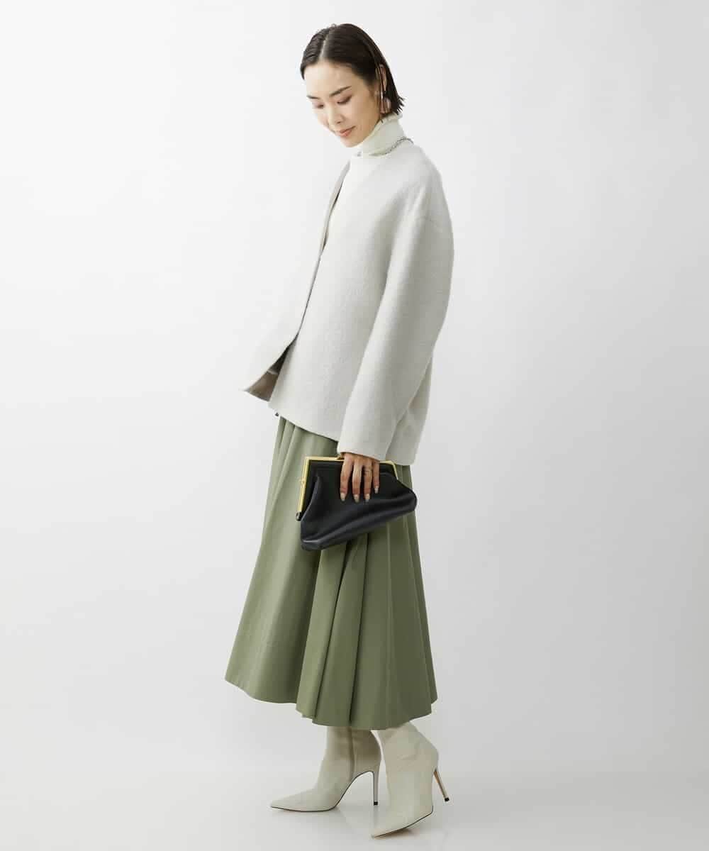 FMUAV43390 MICHEL KLEIN(ミッシェルクラン) モヘアシャギーノーカラーコート ライトグレー(91)