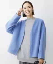 FMUAV43390 MICHEL KLEIN(ミッシェルクラン) モヘアシャギーノーカラーコート ライトグレー(91)