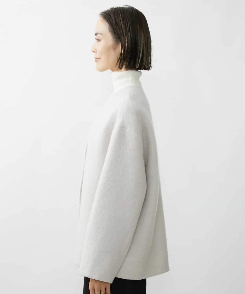 FMUAV43390 MICHEL KLEIN(ミッシェルクラン) モヘアシャギーノーカラーコート ライトグレー(91)