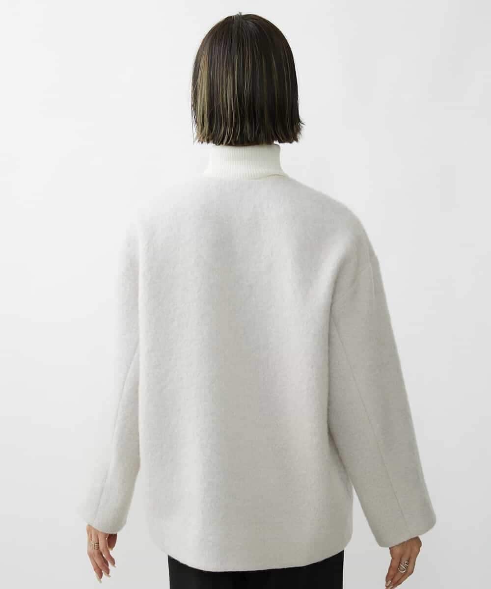 FMUAV43390 MICHEL KLEIN(ミッシェルクラン) モヘアシャギーノーカラーコート ライトグレー(91)