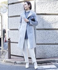 FMUAV50470 MICHEL KLEIN(ミッシェルクラン) [定番人気]Super100ウールビーバースタンドカラーコート ライトグレー(91)