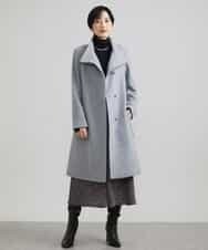 FMUAV50470 MICHEL KLEIN(ミッシェルクラン) [定番人気]Super100ウールビーバースタンドカラーコート ライトグレー(91)