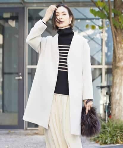 FMUAV55330 MICHEL KLEIN ウールレットリバーノーカラーコート