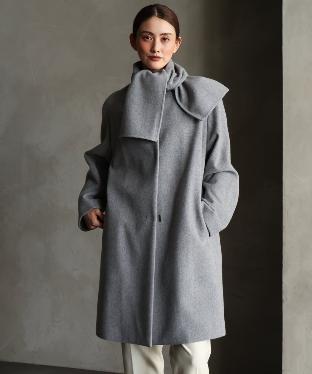 FMUBG53610 MICHEL KLEIN(ミッシェルクラン) [マフラー付き]ノーカラーコクーンコート ラベンダー