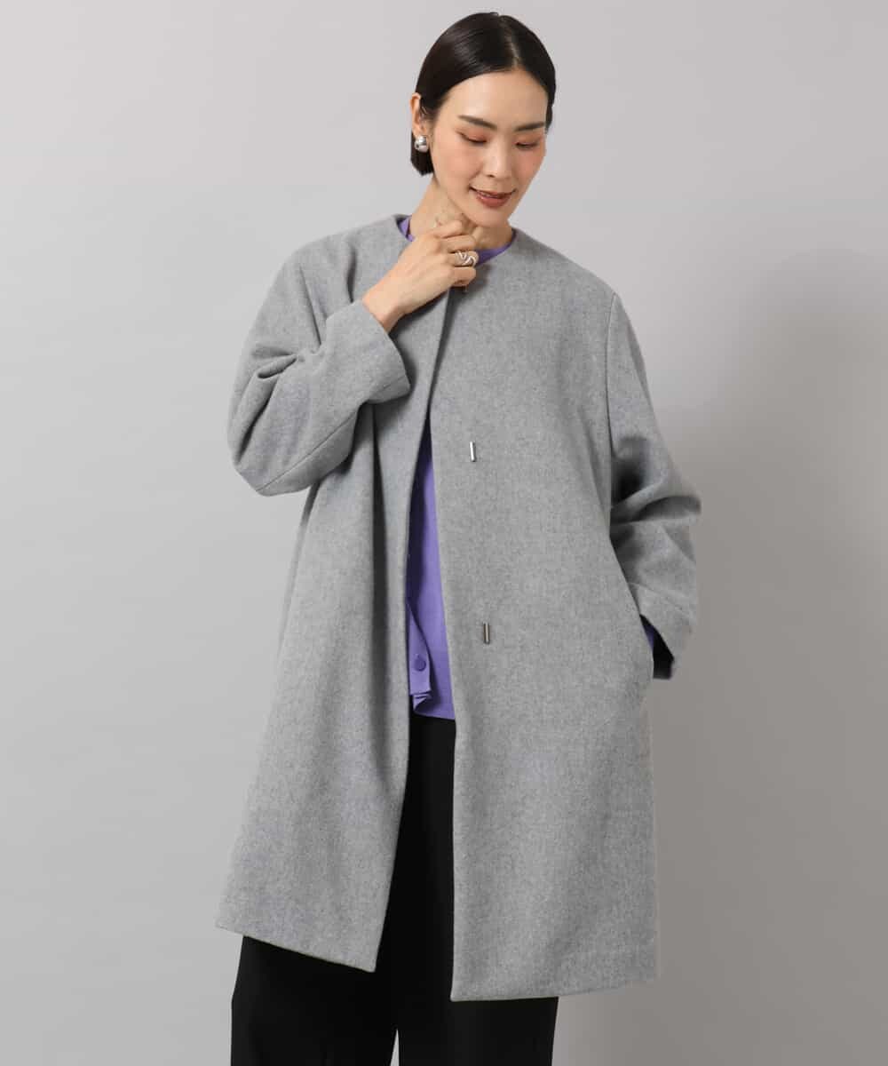 FMUBG53610 MICHEL KLEIN(ミッシェルクラン) [マフラー付き]ノーカラーコクーンコート ラベンダー