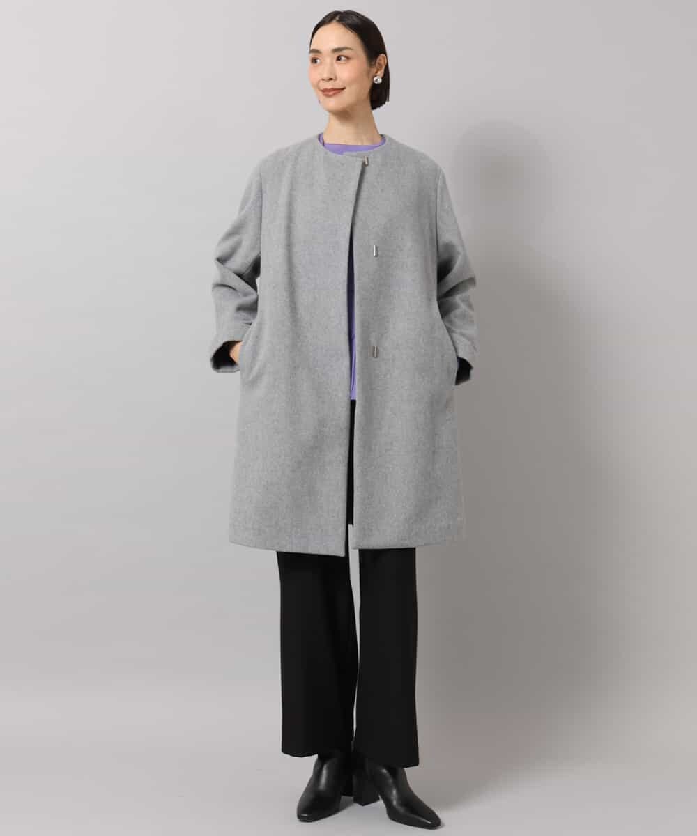 FMUBG53610 MICHEL KLEIN(ミッシェルクラン) [マフラー付き]ノーカラーコクーンコート ラベンダー