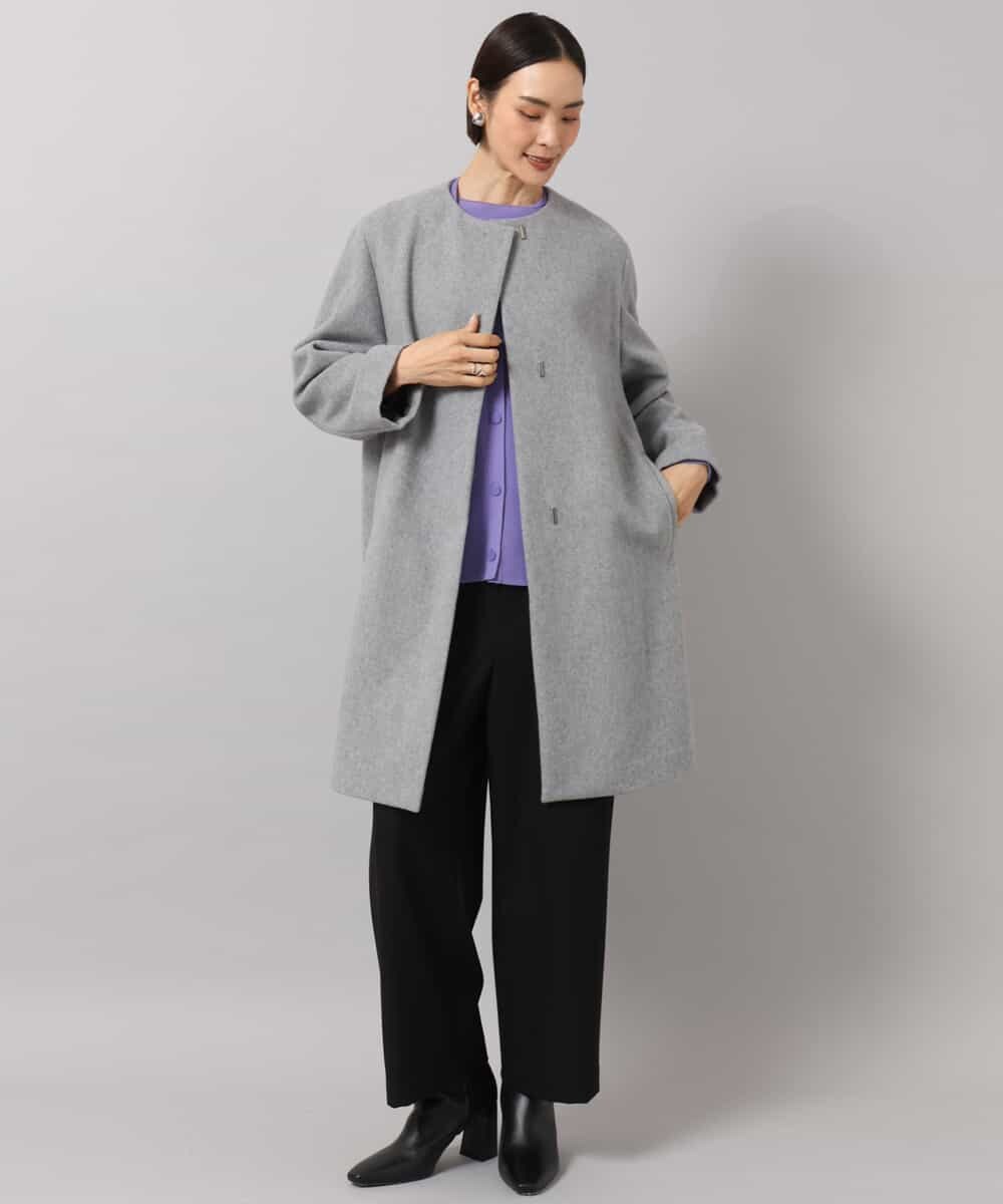 FMUBG53610 MICHEL KLEIN(ミッシェルクラン) [マフラー付き]ノーカラーコクーンコート ラベンダー