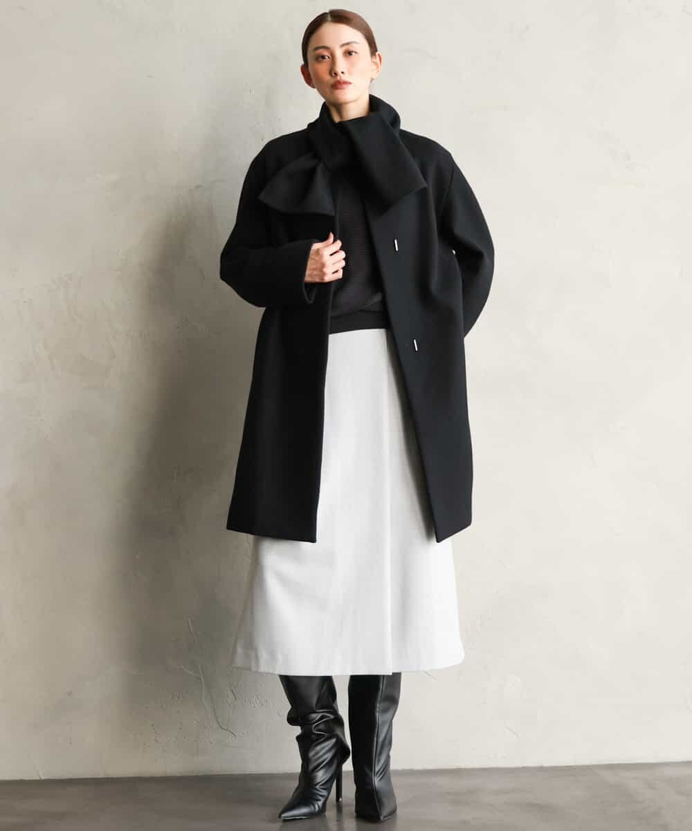 FMUBG53610 MICHEL KLEIN(ミッシェルクラン) [マフラー付き]ノーカラーコクーンコート ラベンダー