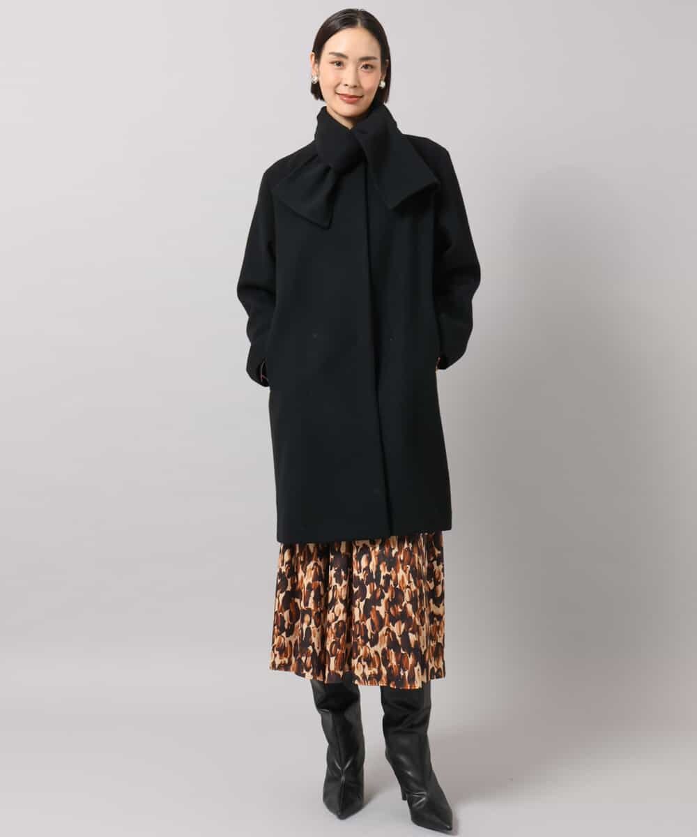 FMUBG53610 MICHEL KLEIN(ミッシェルクラン) [マフラー付き]ノーカラーコクーンコート ラベンダー