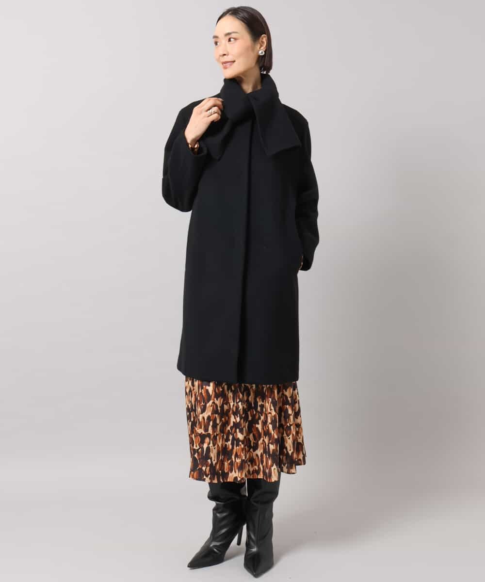 FMUBG53610 MICHEL KLEIN(ミッシェルクラン) [マフラー付き]ノーカラーコクーンコート ラベンダー
