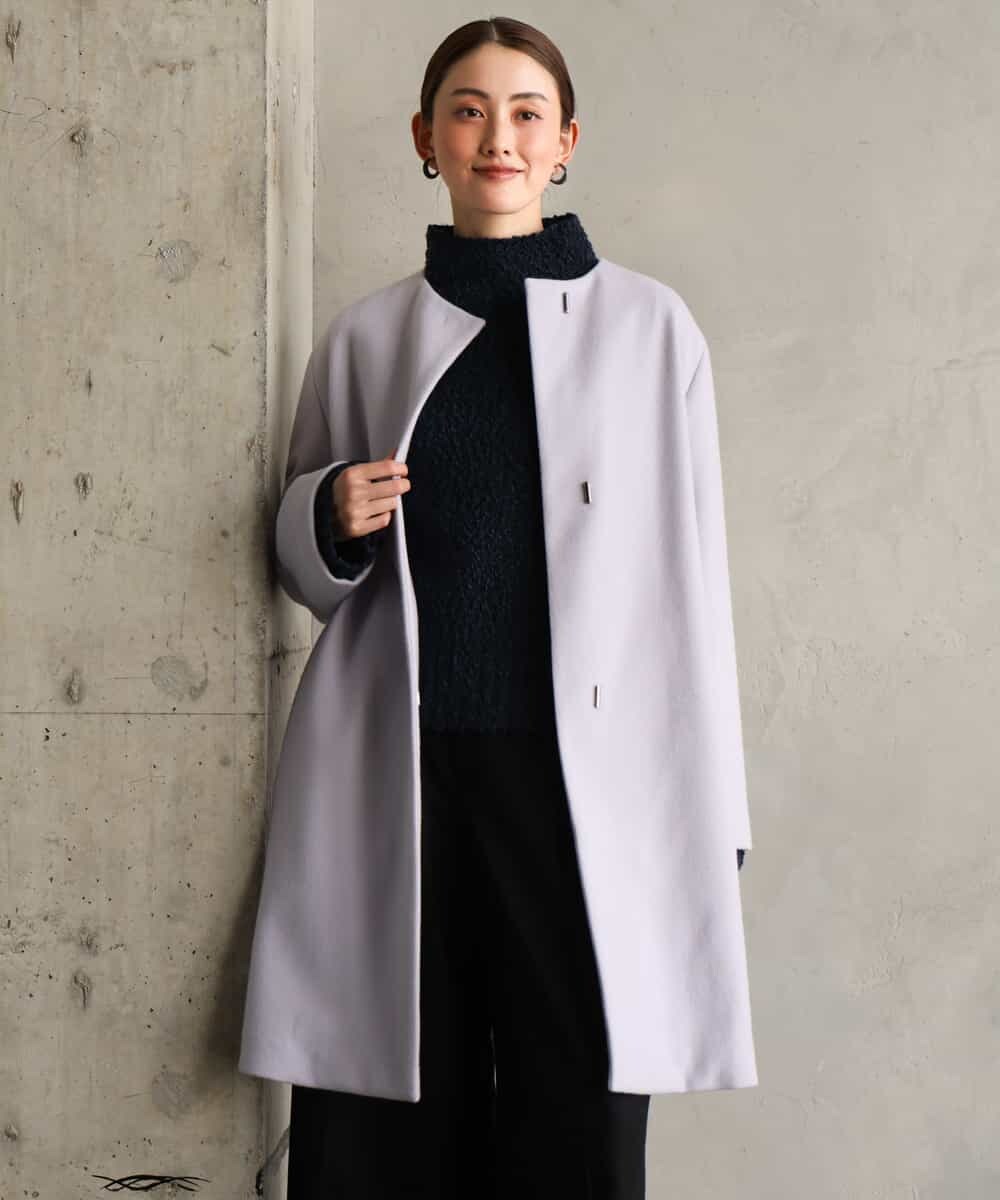 FMUBG53610 MICHEL KLEIN(ミッシェルクラン) [マフラー付き]ノーカラーコクーンコート ラベンダー