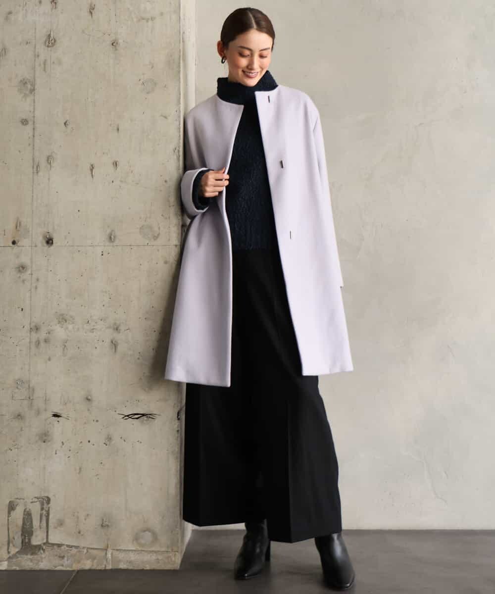 FMUBG53610 MICHEL KLEIN(ミッシェルクラン) [マフラー付き]ノーカラーコクーンコート ラベンダー