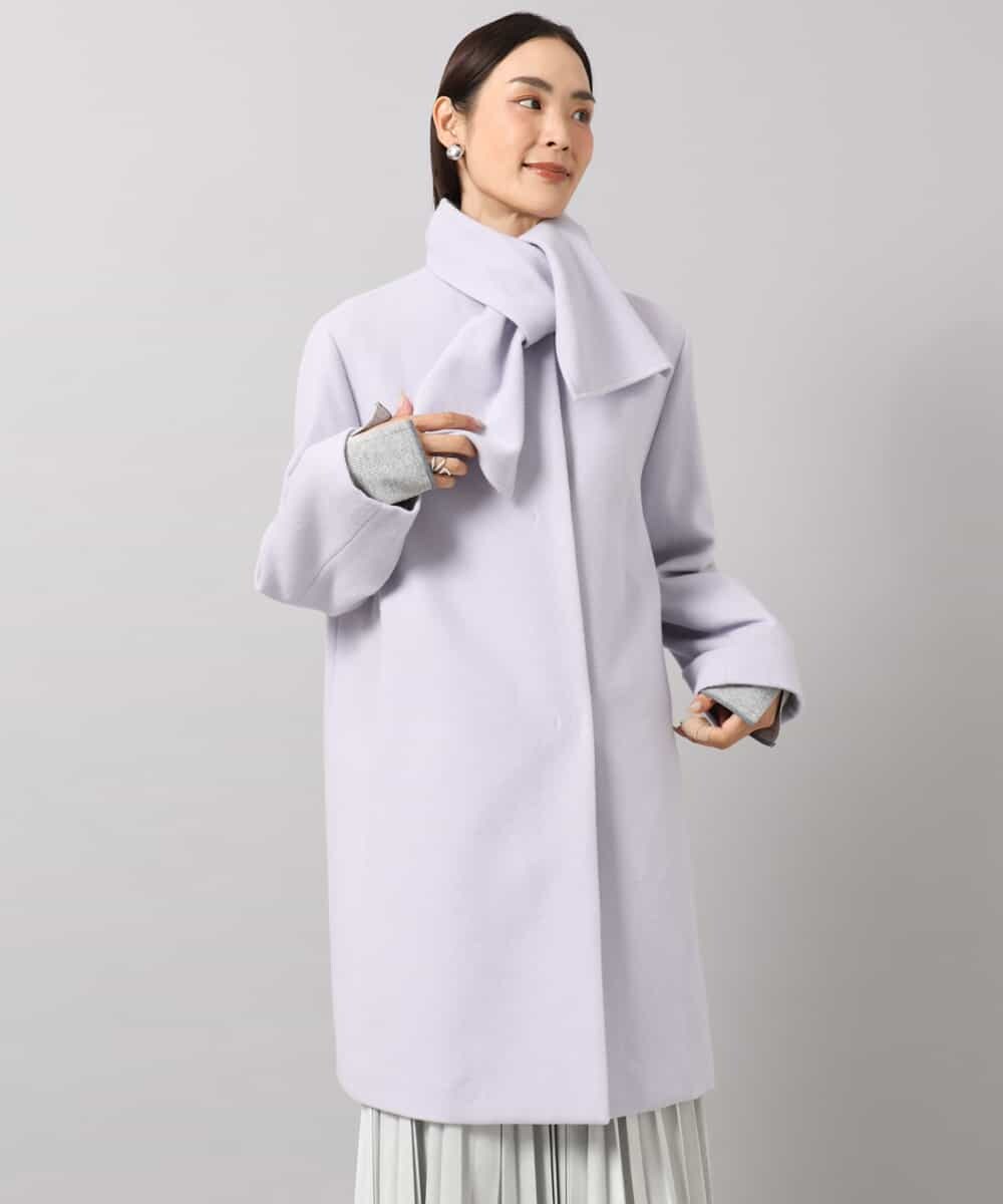 FMUBG53610 MICHEL KLEIN(ミッシェルクラン) [マフラー付き]ノーカラーコクーンコート ラベンダー