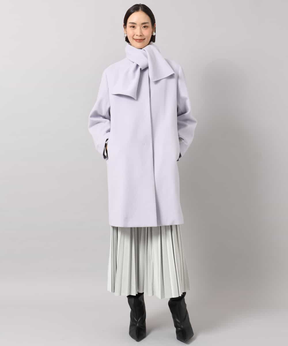 FMUBG53610 MICHEL KLEIN(ミッシェルクラン) [マフラー付き]ノーカラーコクーンコート ラベンダー