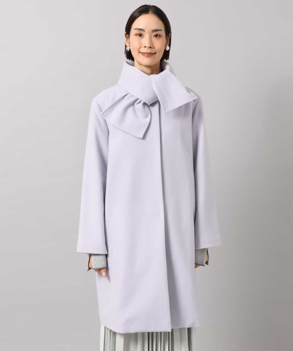 FMUBG53610 MICHEL KLEIN(ミッシェルクラン) [マフラー付き]ノーカラーコクーンコート ラベンダー