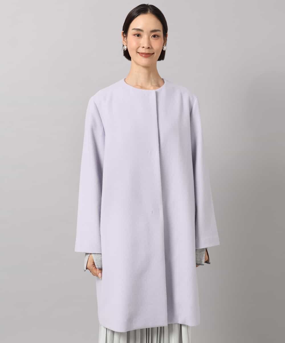 FMUBG53610 MICHEL KLEIN(ミッシェルクラン) [マフラー付き]ノーカラーコクーンコート ラベンダー