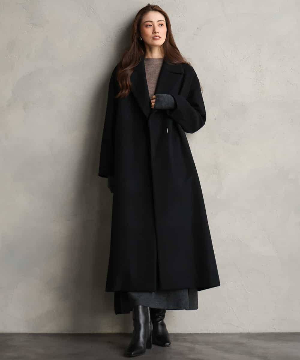 FMUBG55580 MICHEL KLEIN(ミッシェルクラン) ロングチェスターコート ブラック