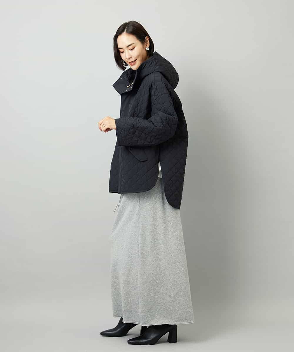 FMVAD05480 MICHEL KLEIN(ミッシェルクラン) オーバーサイズフードキルティングコート ブラック