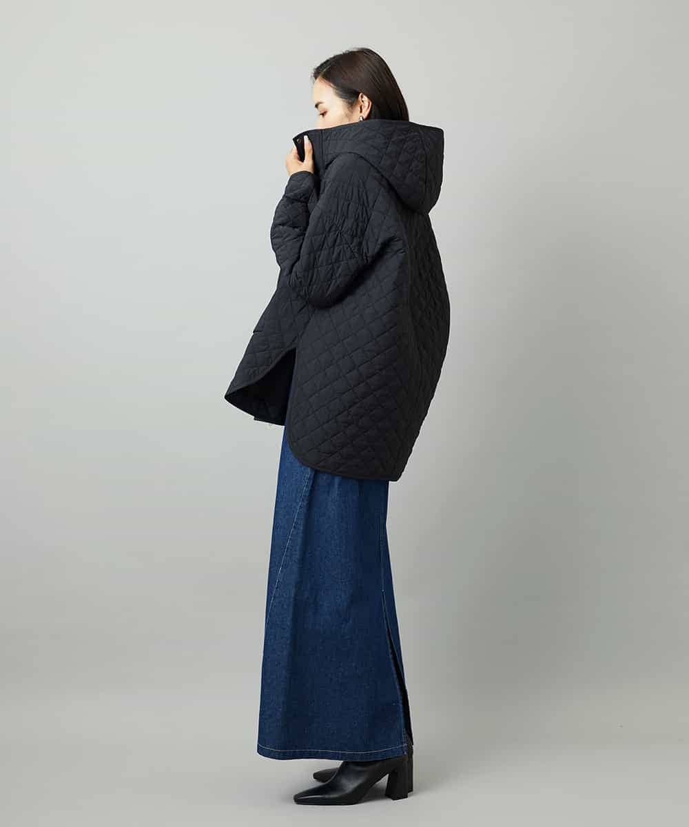 FMVAD05480 MICHEL KLEIN(ミッシェルクラン) オーバーサイズフードキルティングコート ブラック