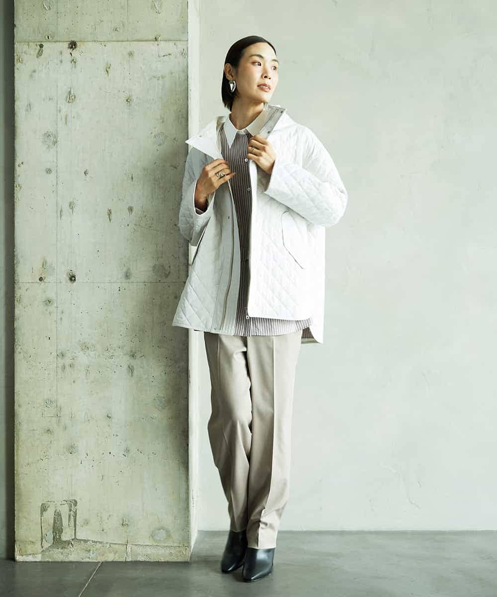 FMVAD05480 MICHEL KLEIN(ミッシェルクラン) オーバーサイズフードキルティングコート ブラック