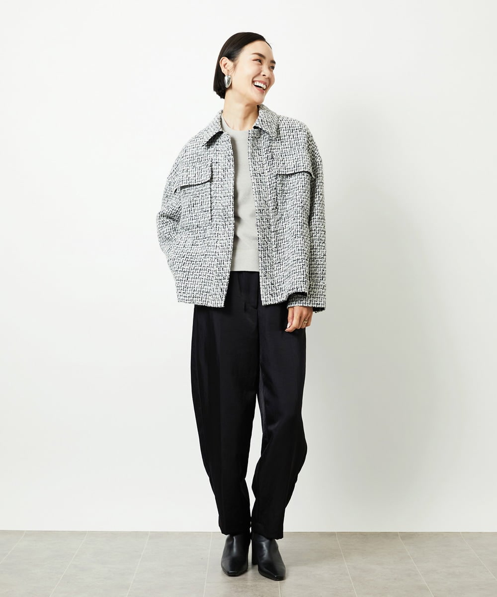 FMVAD51450 MICHEL KLEIN(ミッシェルクラン) ファンシーツイードCPOジャケット グレー