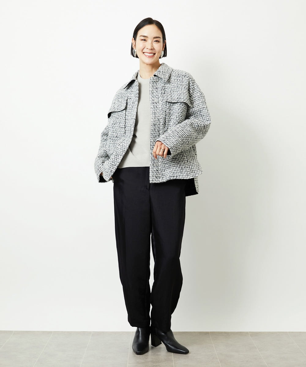 FMVAD51450 MICHEL KLEIN(ミッシェルクラン) ファンシーツイードCPOジャケット グレー