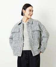 FMVAD51450 MICHEL KLEIN(ミッシェルクラン) ファンシーツイードCPOジャケット グレー