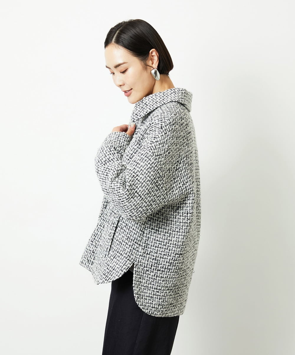 FMVAD51450 MICHEL KLEIN(ミッシェルクラン) ファンシーツイードCPOジャケット グレー