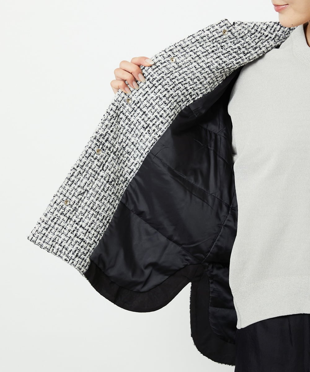 FMVAD51450 MICHEL KLEIN(ミッシェルクラン) ファンシーツイードCPOジャケット グレー