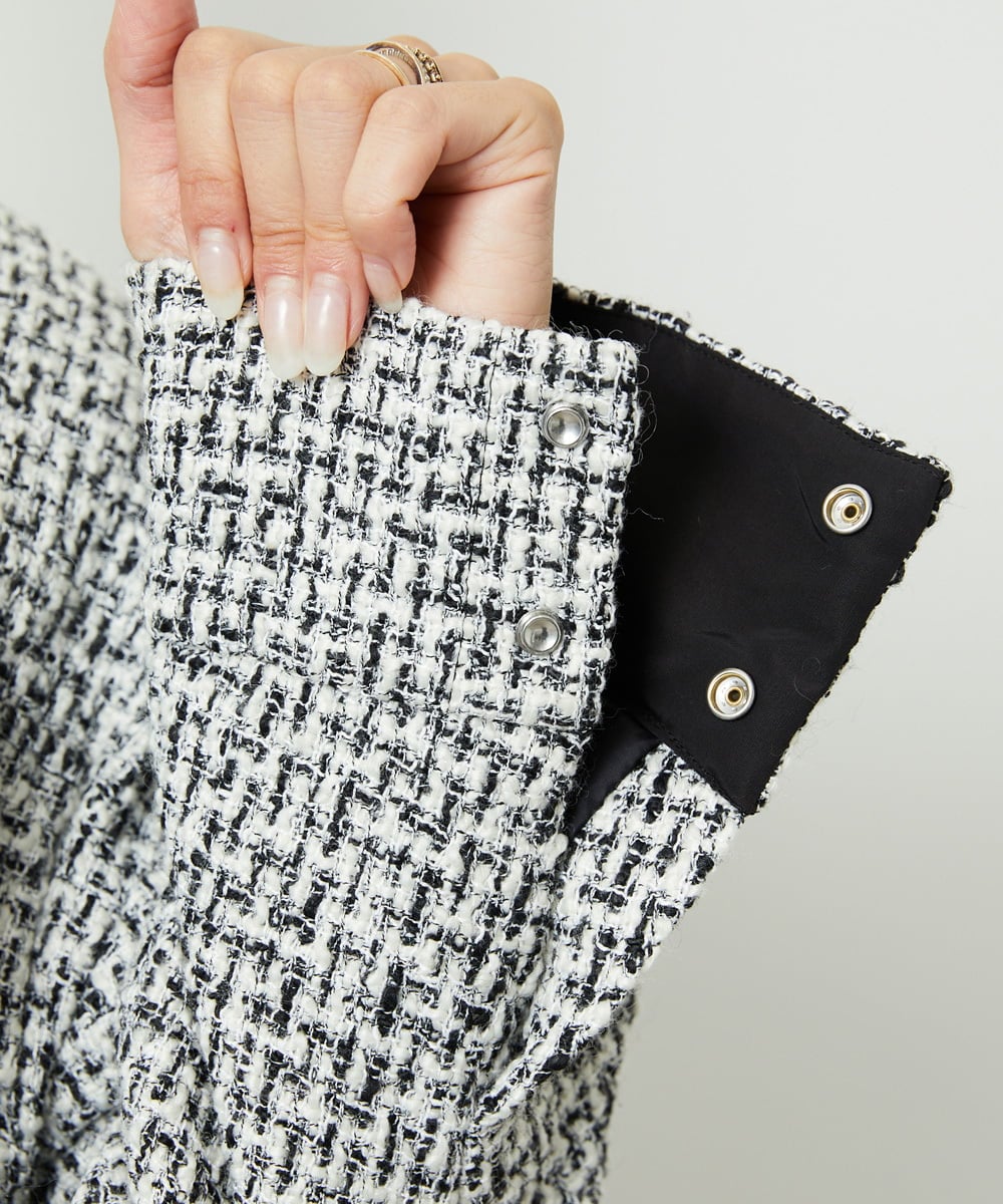 FMVAD51450 MICHEL KLEIN(ミッシェルクラン) ファンシーツイードCPOジャケット グレー